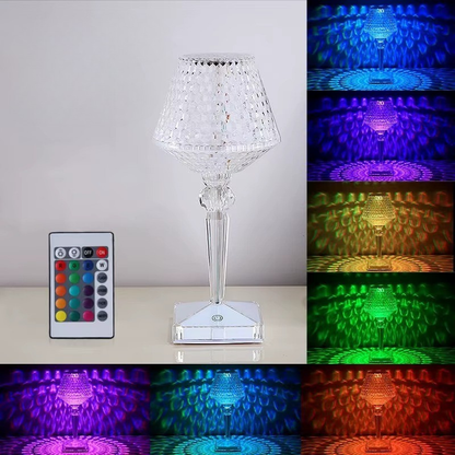 Lampe de Chevet Cristal Rechargeable LED – Effet Diamant 3D, 16 Couleurs pour Ambiance Romantique Élégante