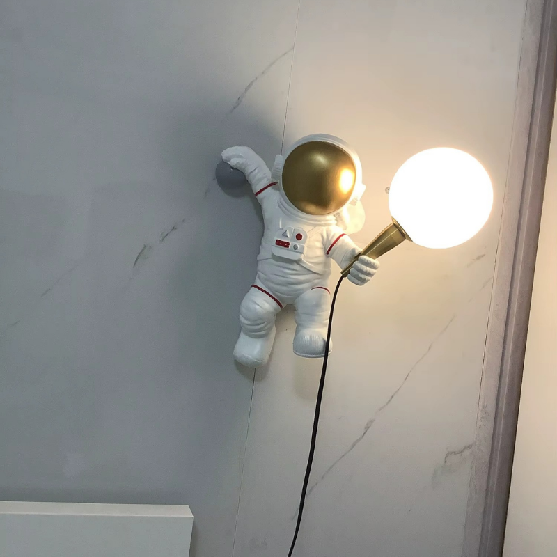 Lampe de Chevet LED Astronaute et Lune – Design Moderne Mural, Lumière Chaude Apaisante pour Ambiance Cosy et Rêves Stellaires Enfant
