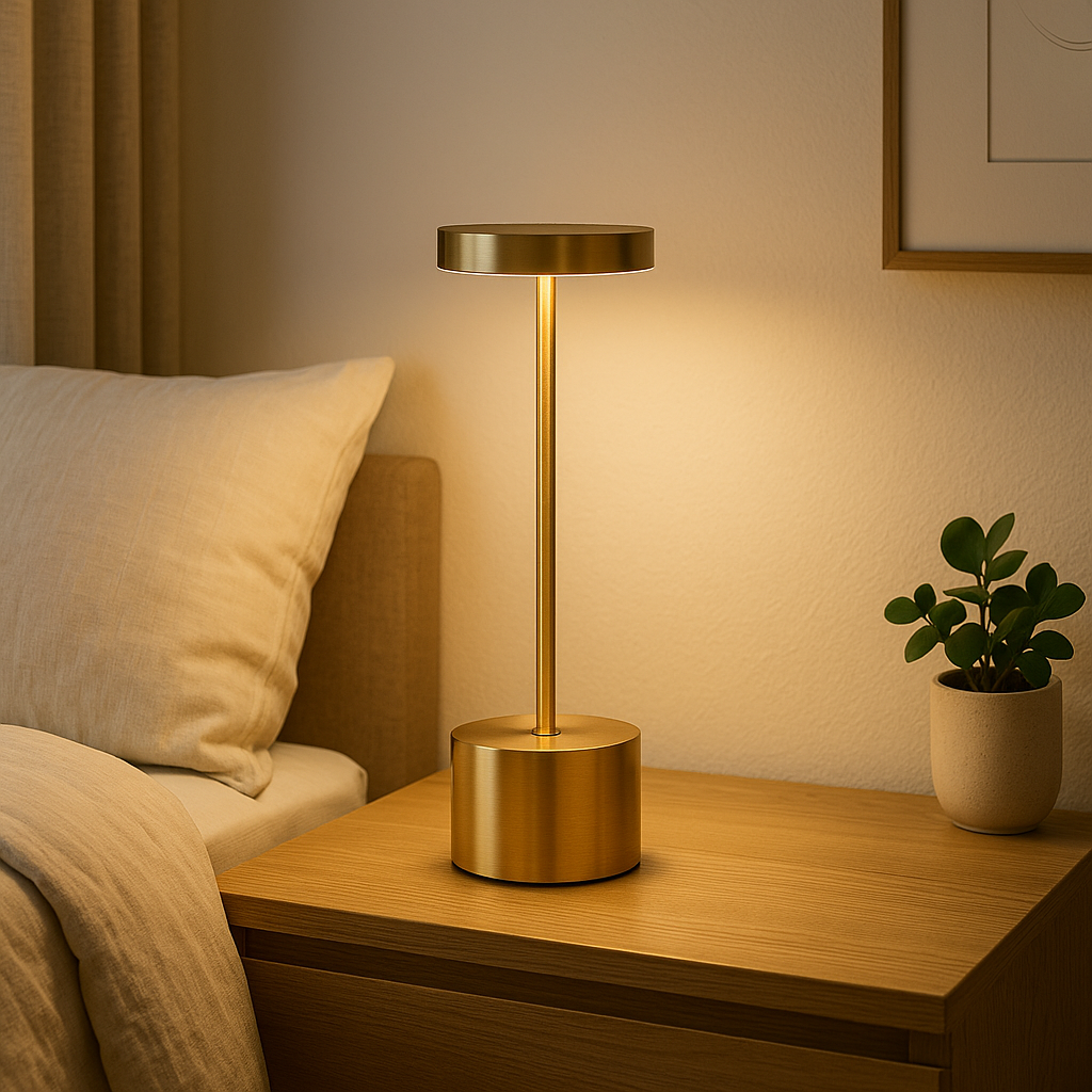 Lampe de Chevet LED Rechargeable Tactile en Métal – 3 Couleurs Ajustables, Design Moderne Élégant et Portable