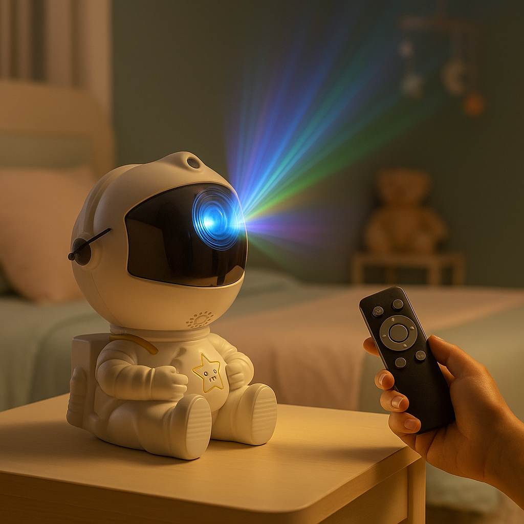 Lampe de Chevet Astronaute LED Projecteur Galaxie – Ciel Étoilé Magique, Ambiance Cosy et Rêveuse pour Chambre Enfant