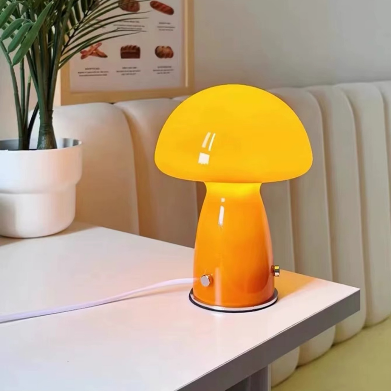 Lampe de Chevet LED Champignon Orange – Design Moderne & Atypique, Lumière Apaisante et Ambiance Cosy