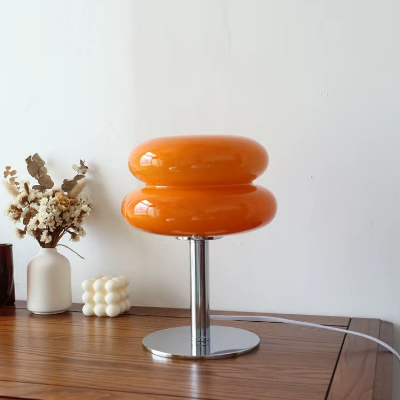 Lampe de Chevet Macaron en Verre - Design Moderne Tricolore, Éclairage LED Doux & Ambiance Élégante