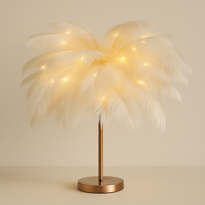 Lampe de Chevet à Plumes Rechargeable – LED Tactile USB, Design Romantique et Ambiance Douce pour Chambre ou Mariage