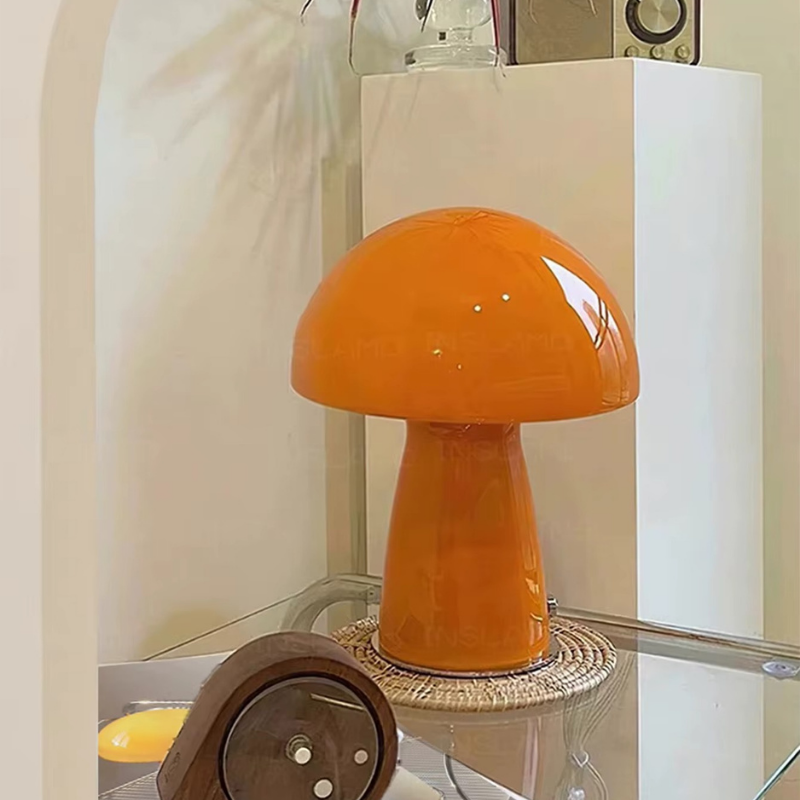 Lampe de Chevet LED Champignon Orange – Design Moderne & Atypique, Lumière Apaisante et Ambiance Cosy