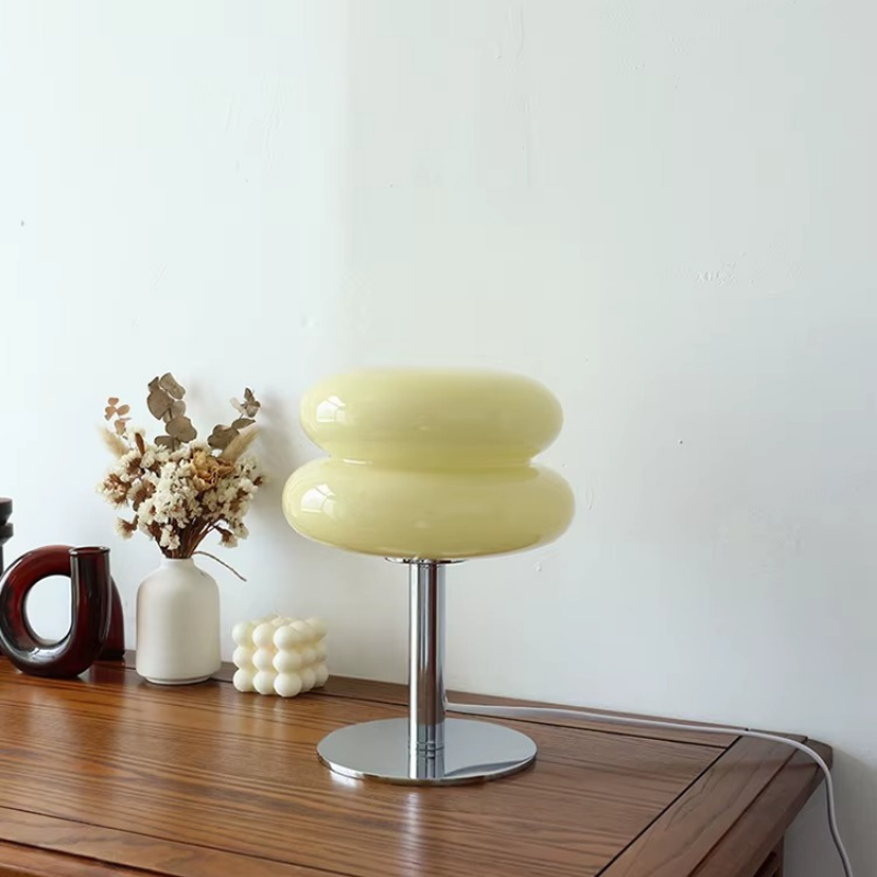 Lampe de Chevet Macaron en Verre - Design Moderne Tricolore, Éclairage LED Doux & Ambiance Élégante