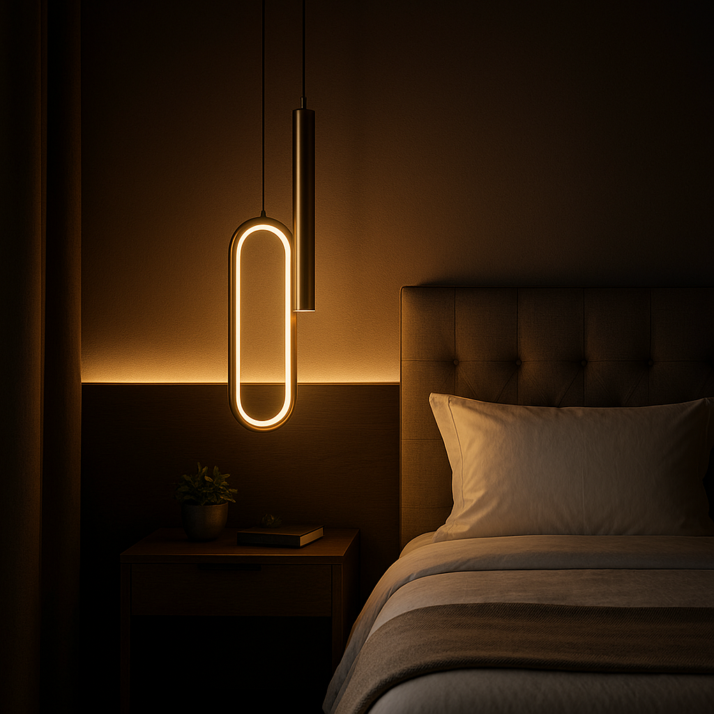 Lampe de Chevet LED Suspendue – Design Nordique Moderne en Métal, 3 Couleurs de Lumière pour Ambiance Élégante