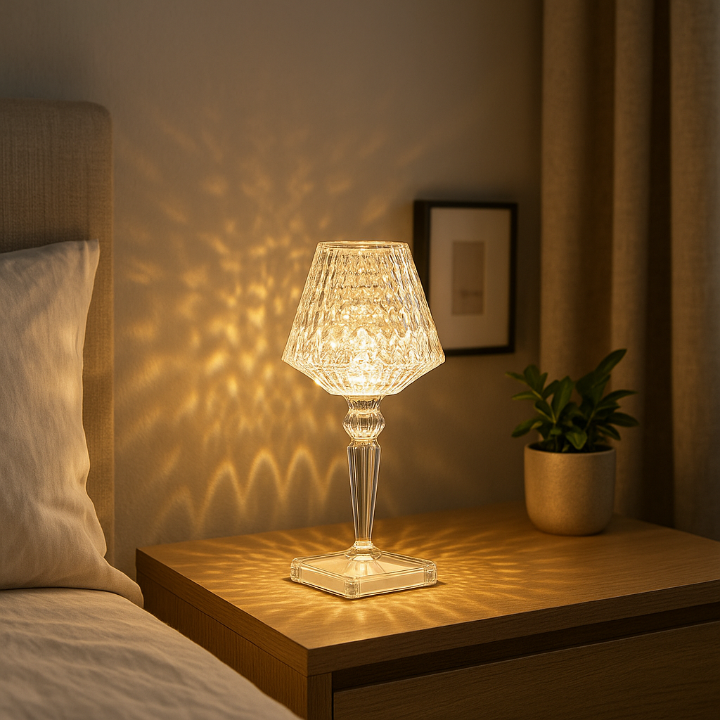 Lampe de Chevet Cristal Rechargeable LED Tactile – Effet Diamant 3D, 16 Couleurs pour Ambiance Romantique Élégante