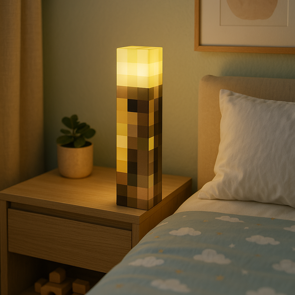 Lampe de Chevet Torche LED Rechargeable — Design Pixel Fun, USB & Couleurs Changeantes pour Déco Ludique
