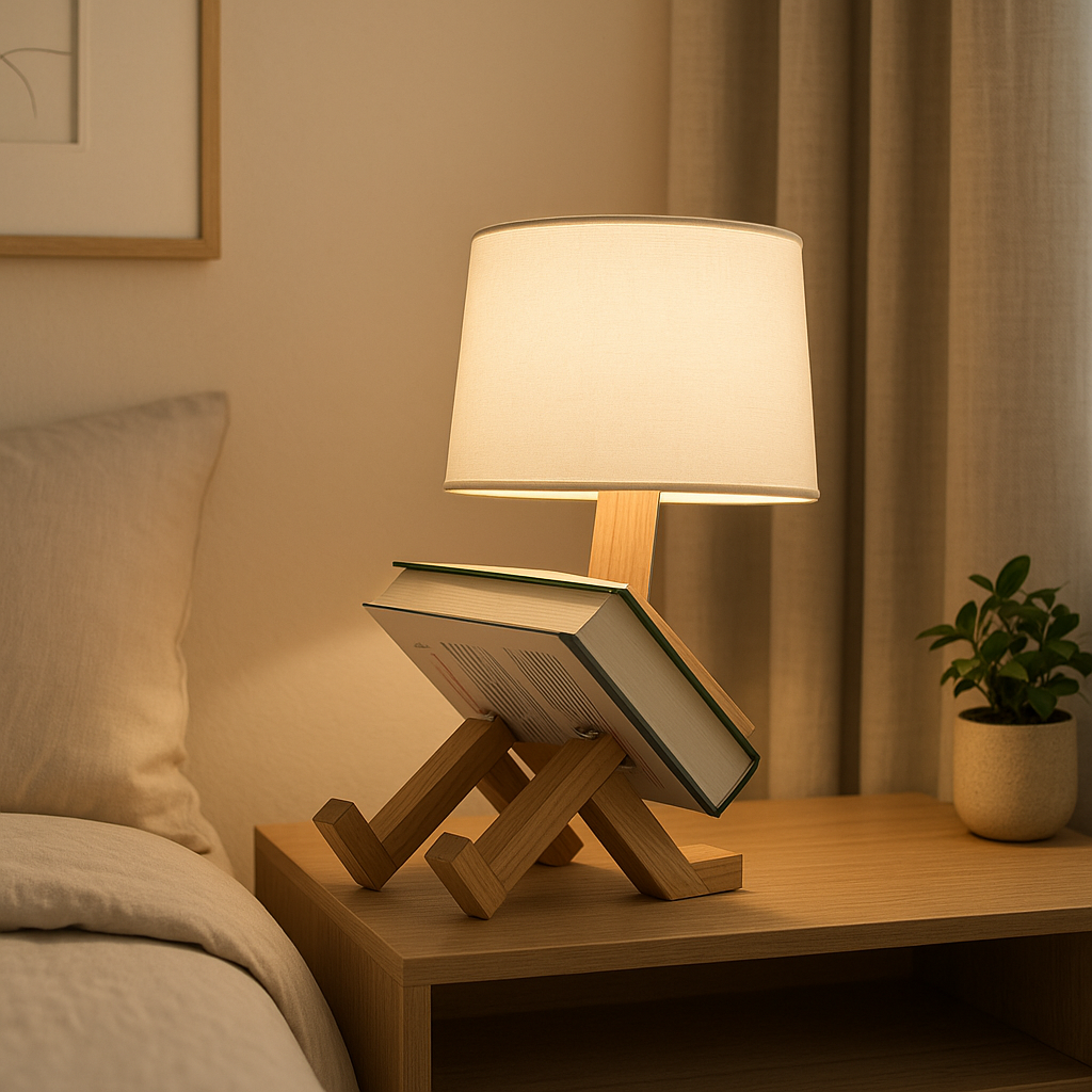 Lampe de Chevet Robot Bois Flexible – Design Articulé Original, Ambiance Apaisante et Élégante