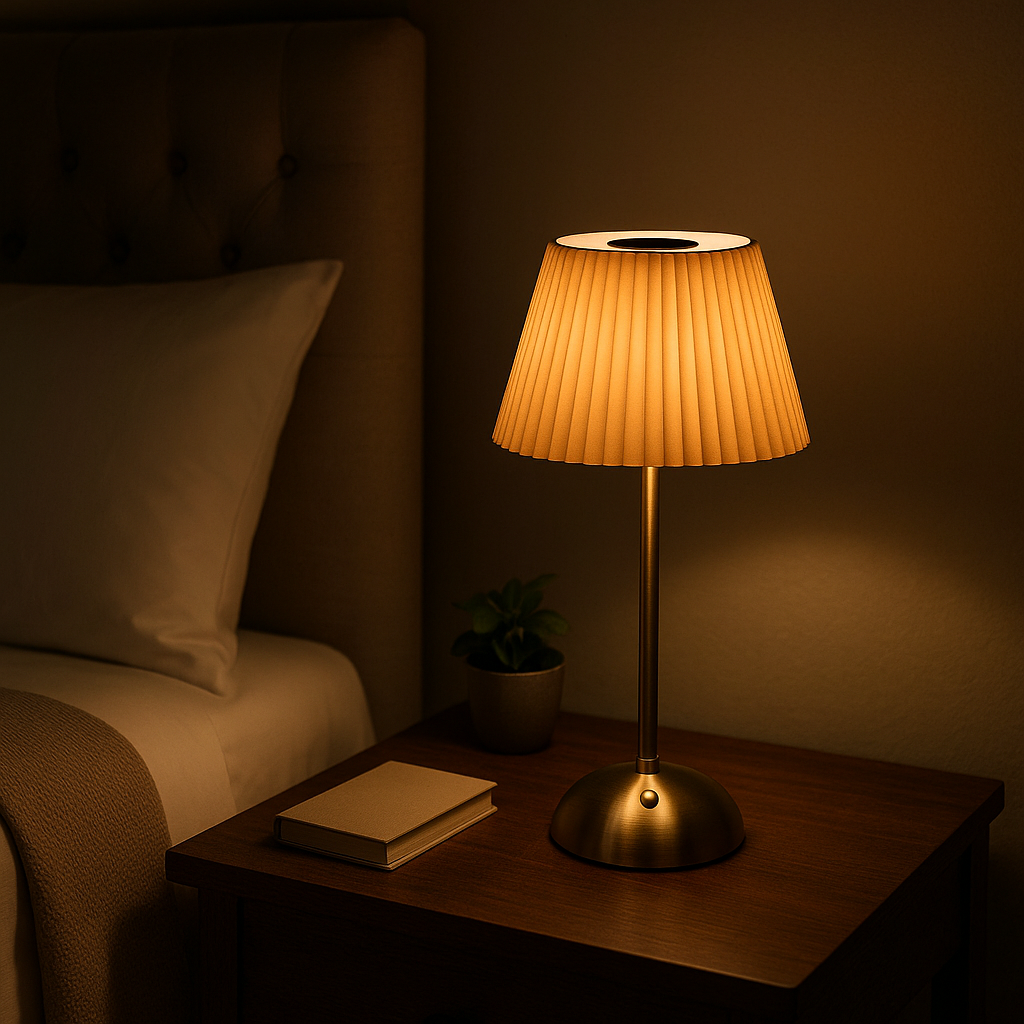 Lampe de Chevet Plissée Rechargeable USB – Design Élégant, Tactile et Sans Fil pour Ambiance Douce et Cosy