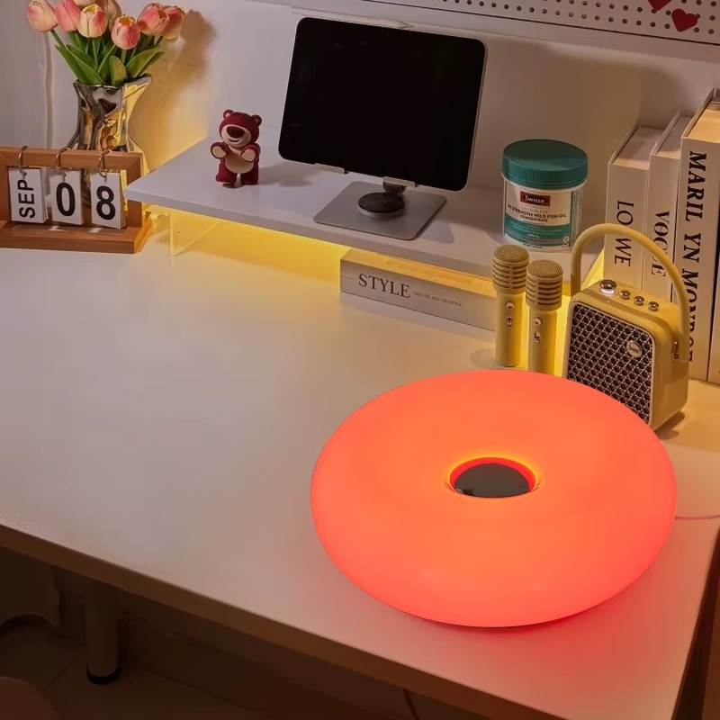 [Modifier ortographe Grip] Lampe de Chevet Donut Design Bauhaus - LED Tactile RGB 16 Couleurs, USB & Dimmable pour Ambiance Futuristique