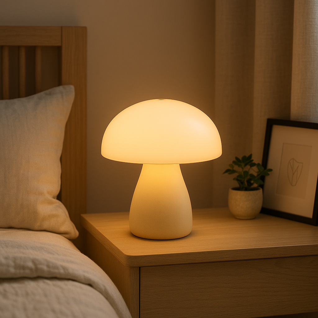 Lampe de Chevet Champignon LED Rechargeable — Tactile, Design Nordique & Lumière Douce Apaisante