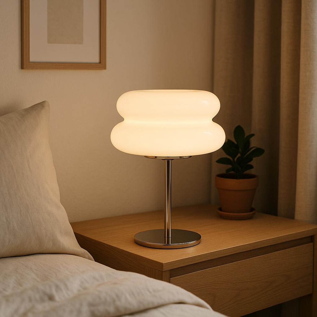 Lampe de Chevet Bauhaus Rétro LED — Design Champignon Nordique, 3 Niveaux de Luminosité