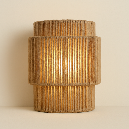 Lampe de Chevet Murale en Chanvre Tressé – Design Bohème Art Déco, Lumière Chaleureuse et Ambiance Apaisante