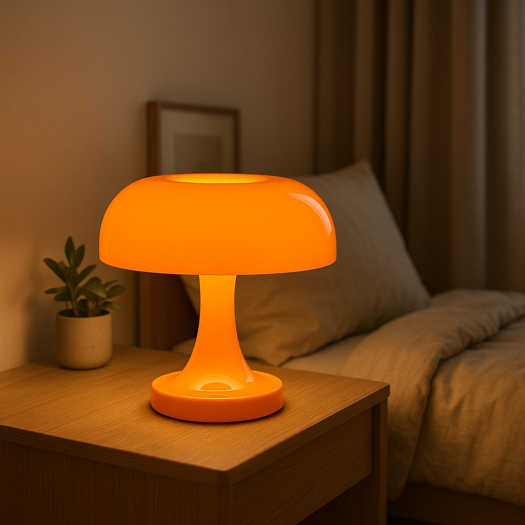 Lampe de Chevet Champignon Design Bauhaus – LED Tactile Rechargeable, Style Moderne pour Ambiance Élégante