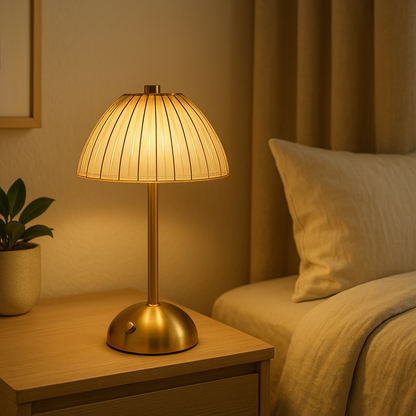 Lampe de Chevet Cristal Doré Rechargeable — Tactile LED Dimmable & Éclairage Chaud Élégant