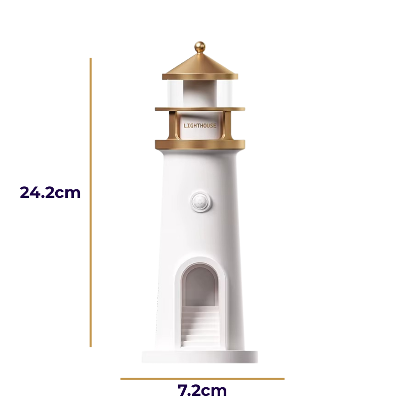 Lampe de Chevet Phare avec Projection de Lune – Veilleuse Enfant, Capteur de Mouvement ou Télécommande pour Douces Nuits