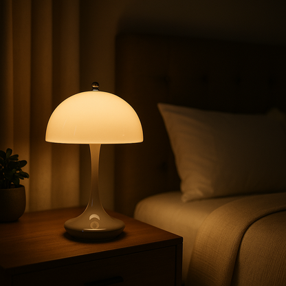 Lampe de Chevet Champignon Nordique — LED Tactile Rechargeable, Design Moderne & Éclairage Dimmable Élégant