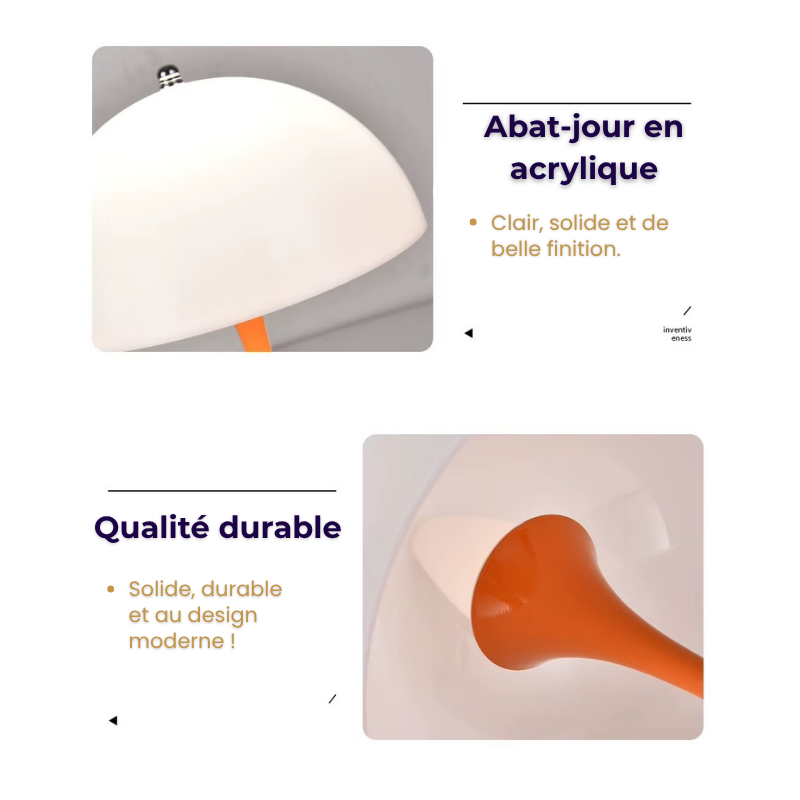 Lampe de Chevet Champignon Nordique - LED Tactile Rechargeable, Design Moderne & Éclairage Dimmable Élégant