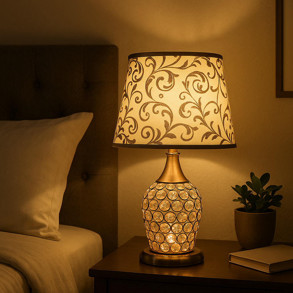 Lampe de Chevet Cristal Style Haussmannien — Éclat Raffiné et Lumière Chaude pour Ambiance Romantique Élégante