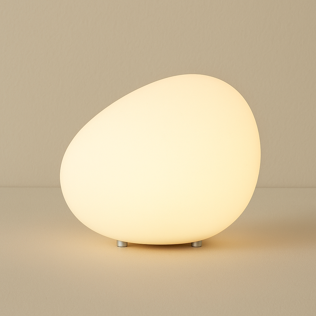 Lampe de Chevet Galet LED – Design Minimaliste Moderne en Acrylique, 3 Intensités Réglables pour Ambiance Douce et Apaisante