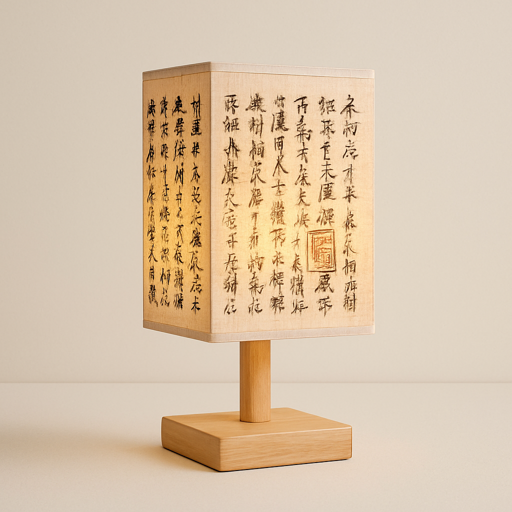 Lampe de Chevet Bois & Lin — Design Chinois Élégant & Lumière Chaude Relaxante