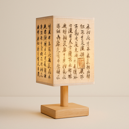 Lampe de Chevet Bois & Lin — Design Chinois Élégant & Lumière Chaude Relaxante