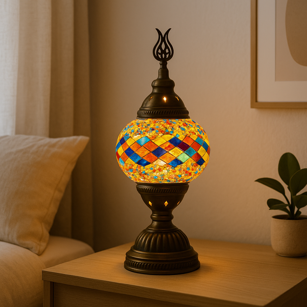 Lampe de Chevet Turque Mosaïque — Verre Coloré Fait Main & Ambiance Orientale Chaleureuse