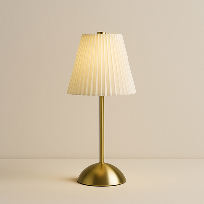 Lampe de Chevet LED Plissée Tactile – Rechargeable USB, Abat-Jour en Tissu Élégant, Éclairage Doux et Cosy