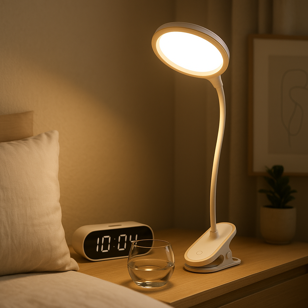 Lampe de Chevet LED Tactile Rechargeable avec Pince – 3 Modes Dimmables pour Lecture et Lumière Apaisante