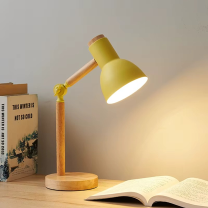 Lampe de Chevet Nordique en Bois - Tête Orientable LED, Design Moderne & Lumière Douce pour Lecture Enfant