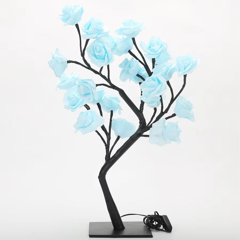 Lampe de Chevet LED Arbre de Roses – 24 Lumières USB, Branches Modulables pour Ambiance Romantique et Déco Élégante