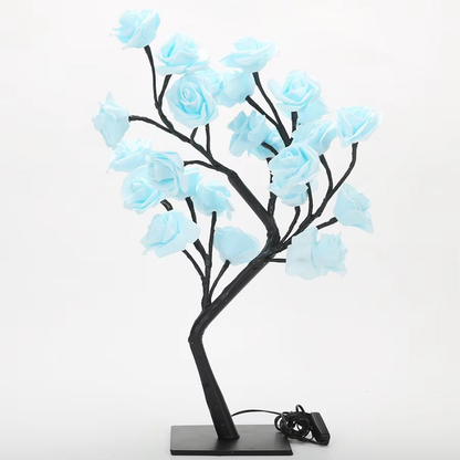 Lampe de Chevet LED Arbre de Roses – 24 Lumières USB, Branches Modulables pour Ambiance Romantique et Déco Élégante