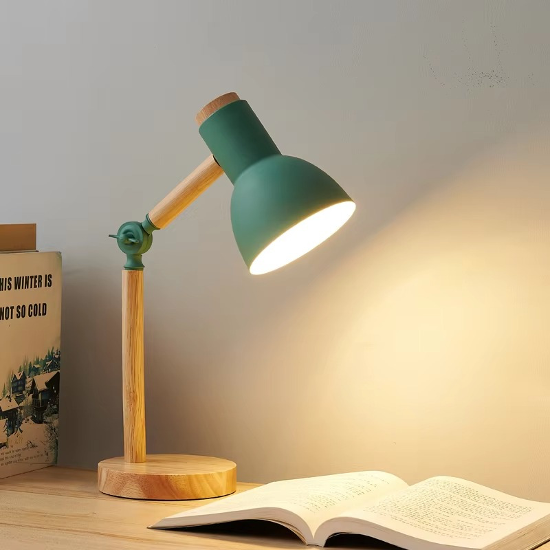 Lampe de Chevet Nordique en Bois - Tête Orientable LED, Design Moderne & Lumière Douce pour Lecture Enfant