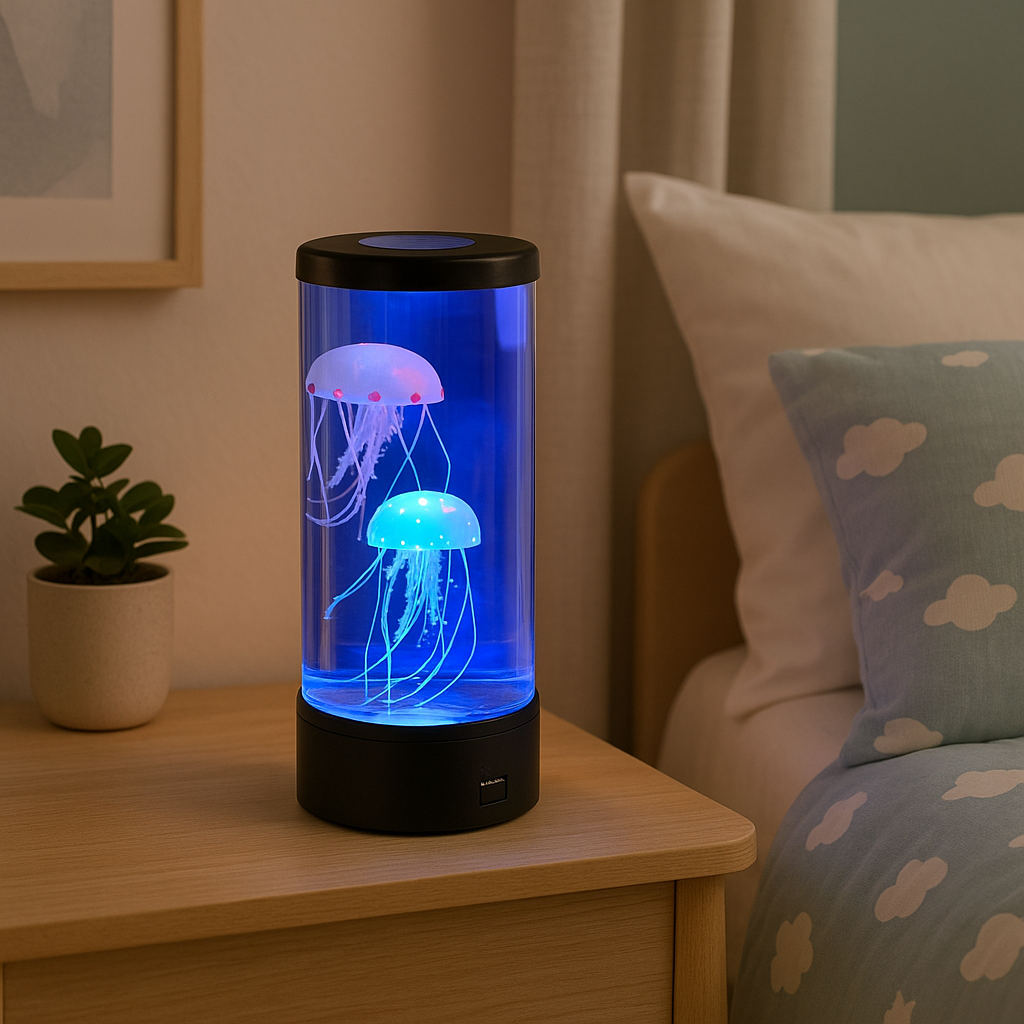 Lampe de Chevet Méduse LED — Effet Aquarium Changeant & Ambiance Relaxante Multicolore Enfant