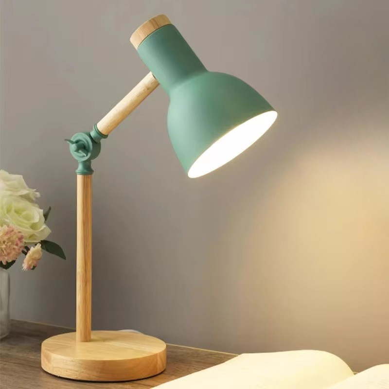 Lampe de Chevet Nordique en Bois - Tête Orientable LED, Design Moderne & Lumière Douce pour Lecture Enfant