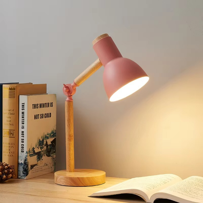 Lampe de Chevet Nordique en Bois - Tête Orientable LED, Design Moderne & Lumière Douce pour Lecture Enfant