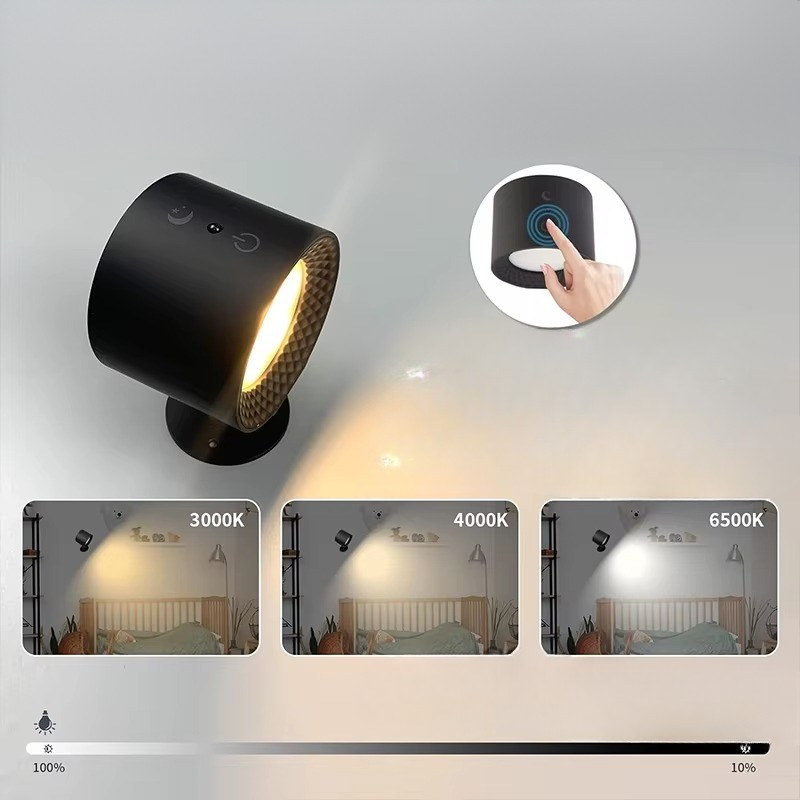 Lampe de Chevet LED Tactile 360° Rotative – Rechargeable USB, Télécommande, Design Moderne et Portable