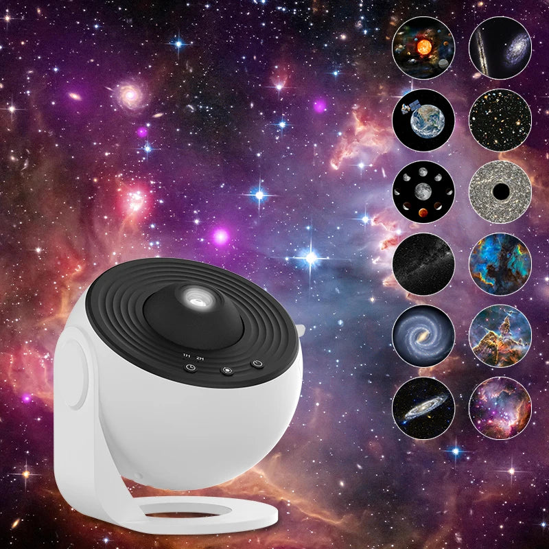 Lampe de Chevet Projecteur Galaxie 360° Rechargeable – LED Rotative avec 12 Scénarios Stellaires pour Ambiance Magique et Rêves Étoilés Enfant