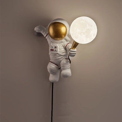 Lampe de Chevet LED Astronaute et Lune – Design Moderne Mural, Lumière Chaude Apaisante pour Ambiance Cosy et Rêves Stellaires Enfant