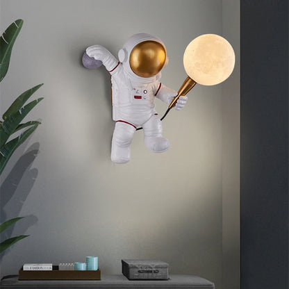 Lampe de Chevet LED Astronaute et Lune – Design Moderne Mural, Lumière Chaude Apaisante pour Ambiance Cosy et Rêves Stellaires Enfant