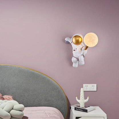 Lampe de Chevet LED Astronaute et Lune – Design Moderne Mural, Lumière Chaude Apaisante pour Ambiance Cosy et Rêves Stellaires Enfant