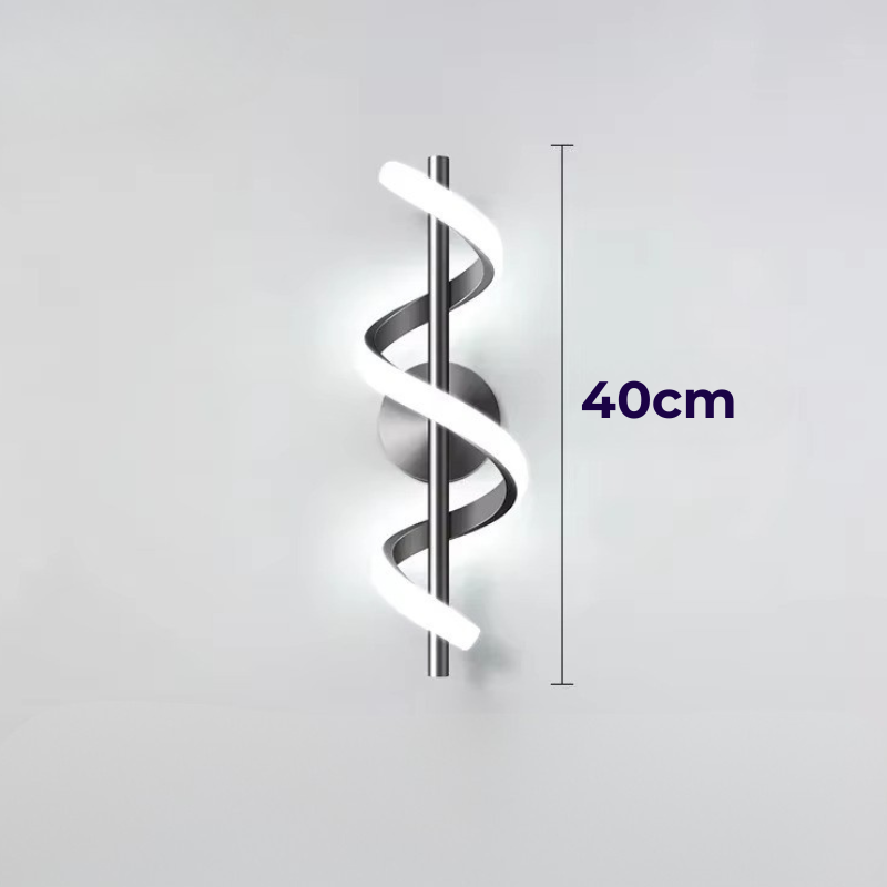 Lampe de Chevet Murale LED Spirale – Design Nordique Minimaliste, Métal Noir ou Doré, Lumière Apaisante Moderne