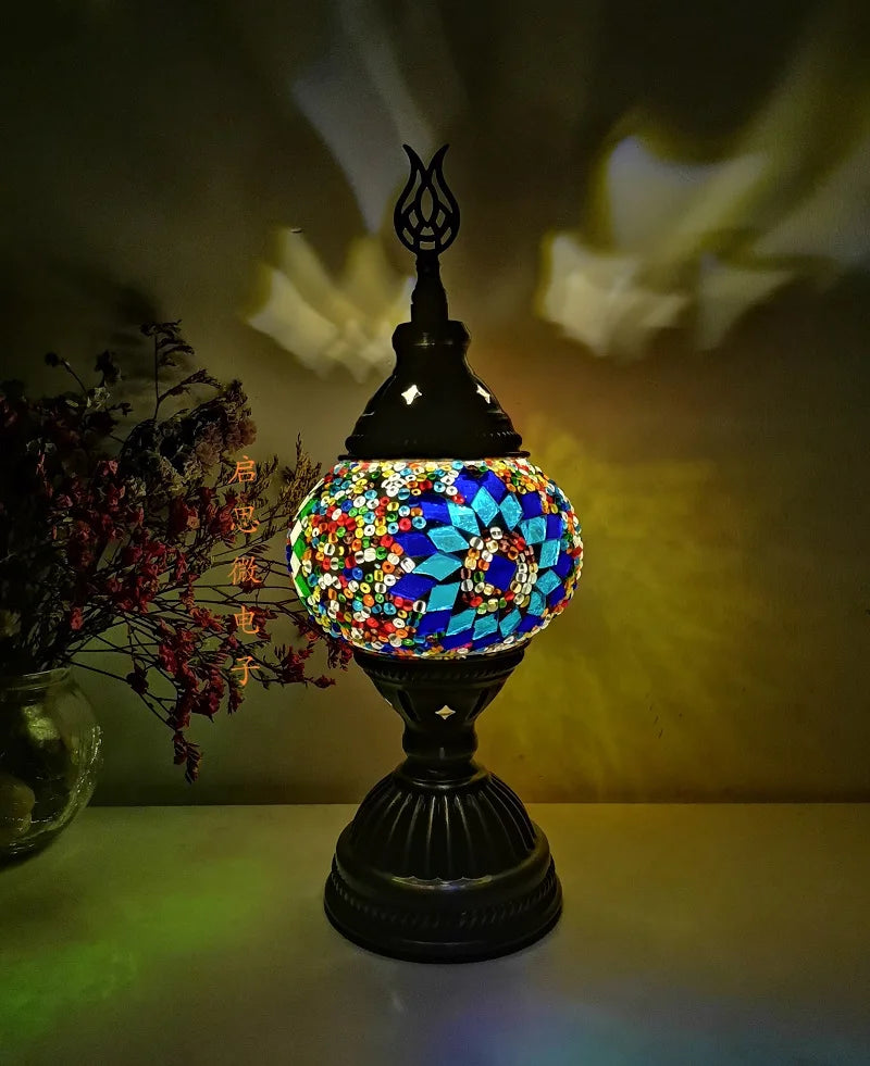 [Action Requise] Lampe de Chevet Turque Mosaïque - Verre Coloré Fait Main & Ambiance Orientale Chaleureuse