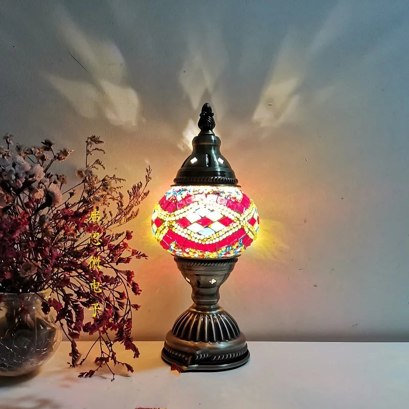 [Action Requise] Lampe de Chevet Turque Mosaïque - Verre Coloré Fait Main & Ambiance Orientale Chaleureuse