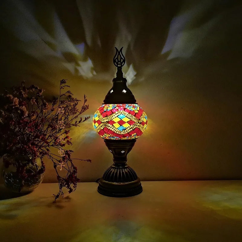 [Action Requise] Lampe de Chevet Turque Mosaïque - Verre Coloré Fait Main & Ambiance Orientale Chaleureuse
