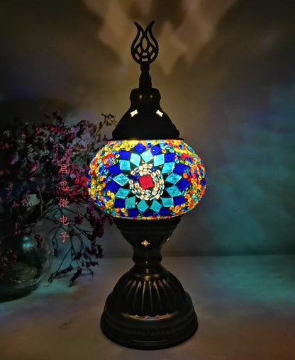 [Action Requise] Lampe de Chevet Turque Mosaïque - Verre Coloré Fait Main & Ambiance Orientale Chaleureuse