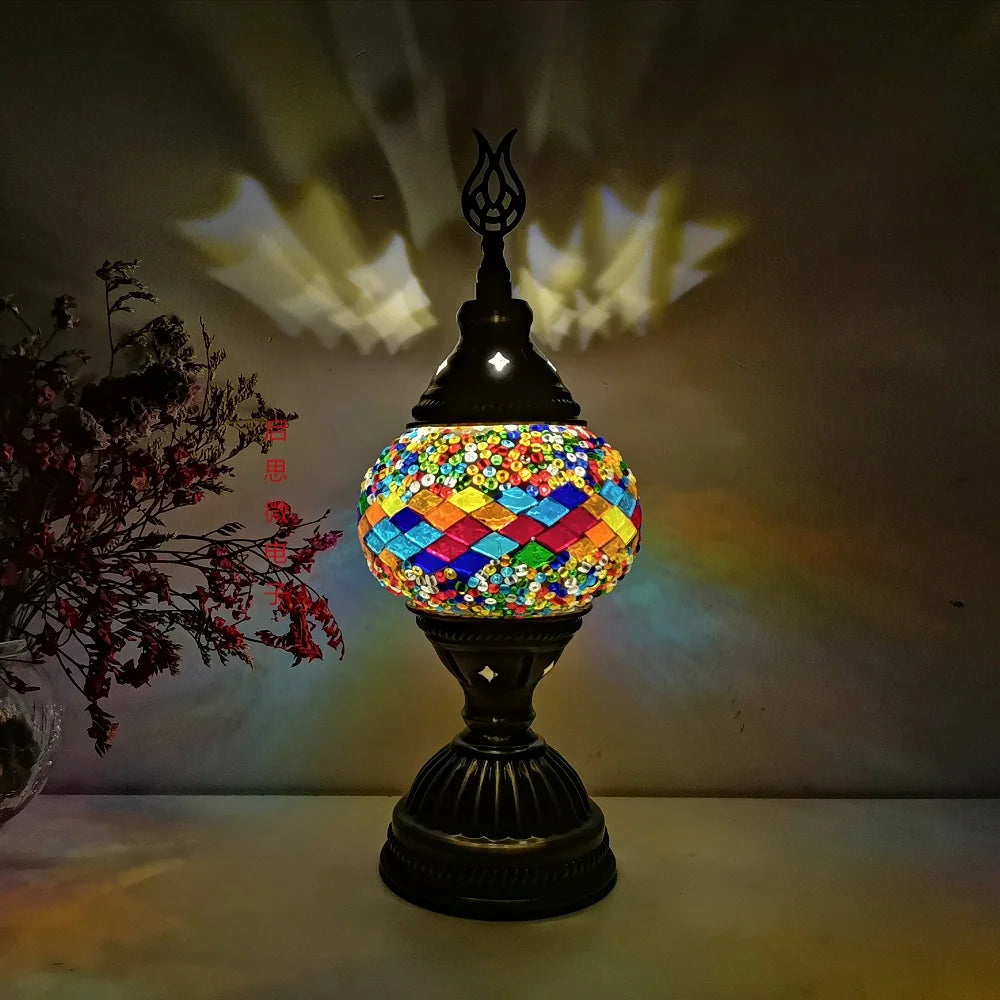 [Action Requise] Lampe de Chevet Turque Mosaïque - Verre Coloré Fait Main & Ambiance Orientale Chaleureuse