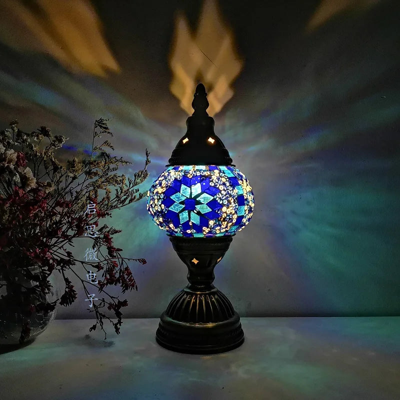 [Action Requise] Lampe de Chevet Turque Mosaïque - Verre Coloré Fait Main & Ambiance Orientale Chaleureuse