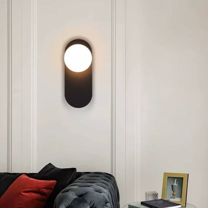 Lampe de Chevet Murale LED Moderne – Globe en Verre Givré, Finition Noir & Or, Lumière Douce et Élégante Applique Murale Capsule